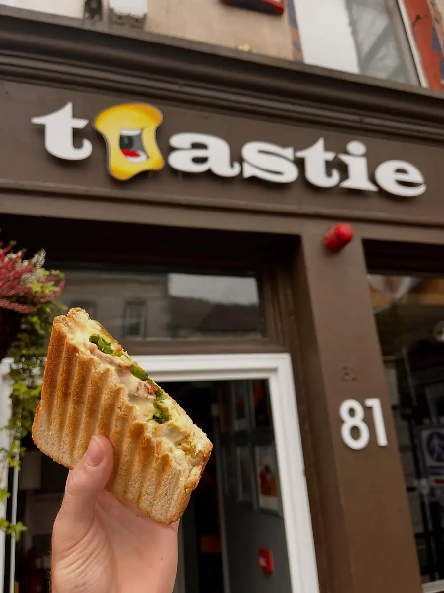 A fresh Toastie outside the Midleton café
